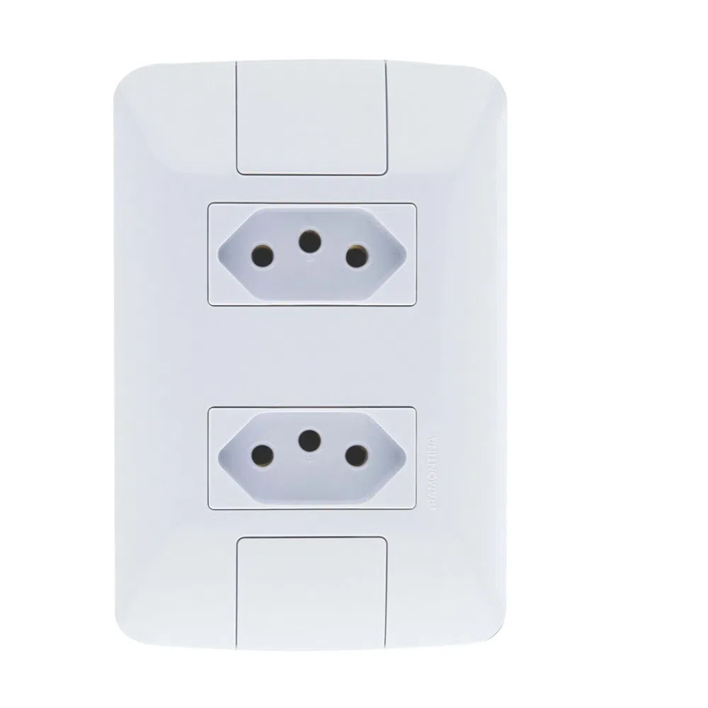 Tomada Tramontina Dupla 2P+T 10A/250V Aria Branca