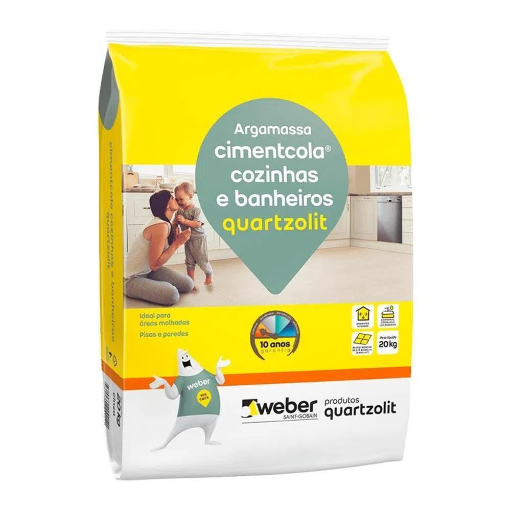 Argamassa Cimentcola Quartzolit Cozinhas e Banheiros 20Kg