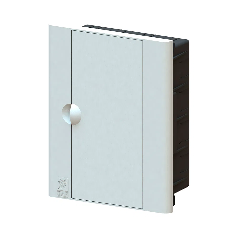 Centro de Distribuição Taf para 8 Disjuntores com Barramento Preto Tampa Branca